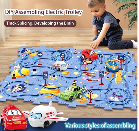 Puzzle Racer Car Track Set for 3-8 Year Olds