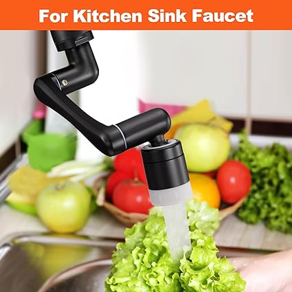 Faucet Extender, Spurtar 1080° + 360° Rotatable Multifunctional Extension Faucet, Universal Splash Filter Faucet, Faucet Extender for Bathroom Sink, Swivel Kitchen Faucet Aerator, Black,