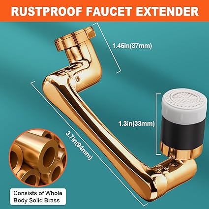 Faucet Extender, Spurtar 1080° + 360° Rotatable Multifunctional Extension Faucet, Universal Splash Filter Faucet, Faucet Extender for Bathroom Sink, Swivel Kitchen Faucet Aerator, Black,